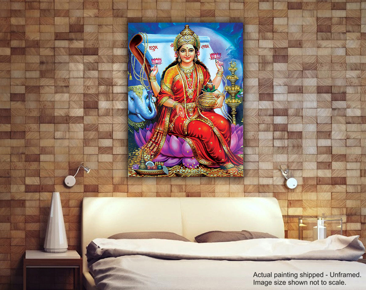 Goddess Laxmi - Unframed Canvas Painting