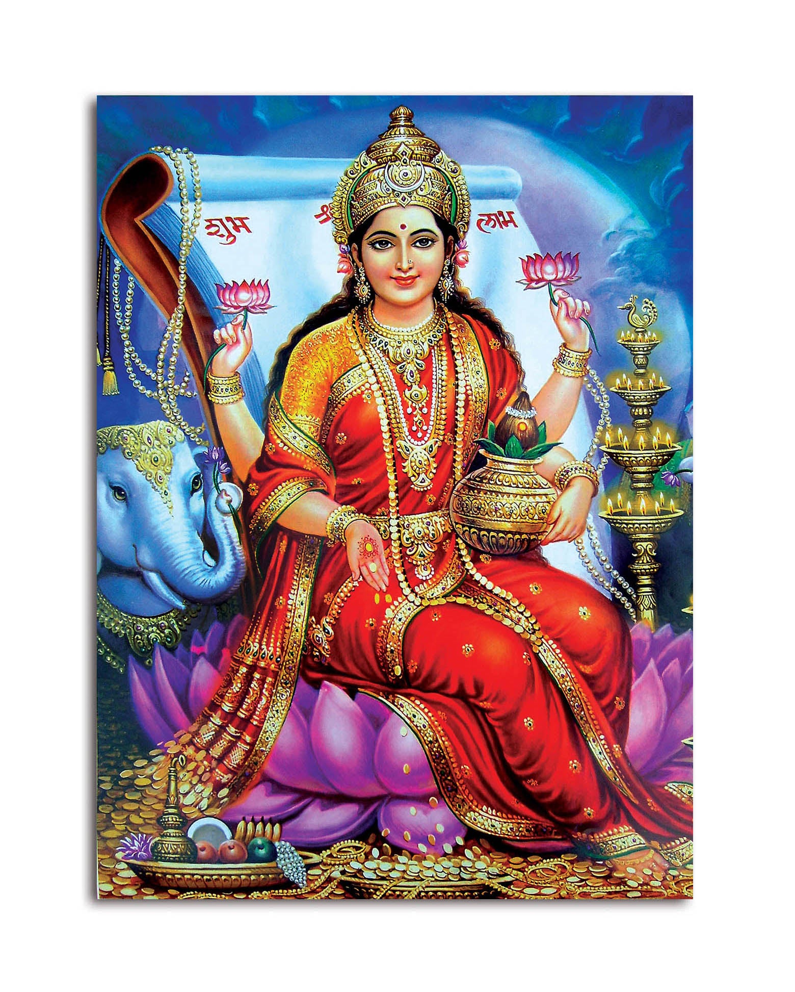 Goddess Laxmi - Unframed Canvas Painting