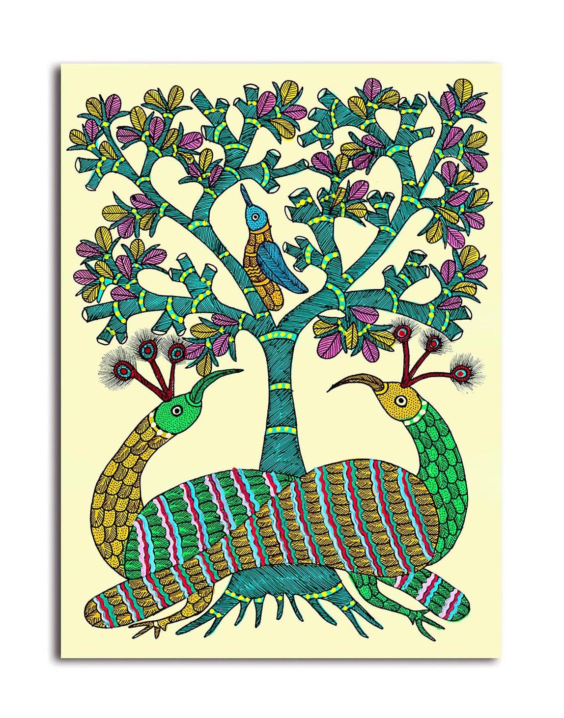 Colorful Peacocks - Unframed Canvas Painting