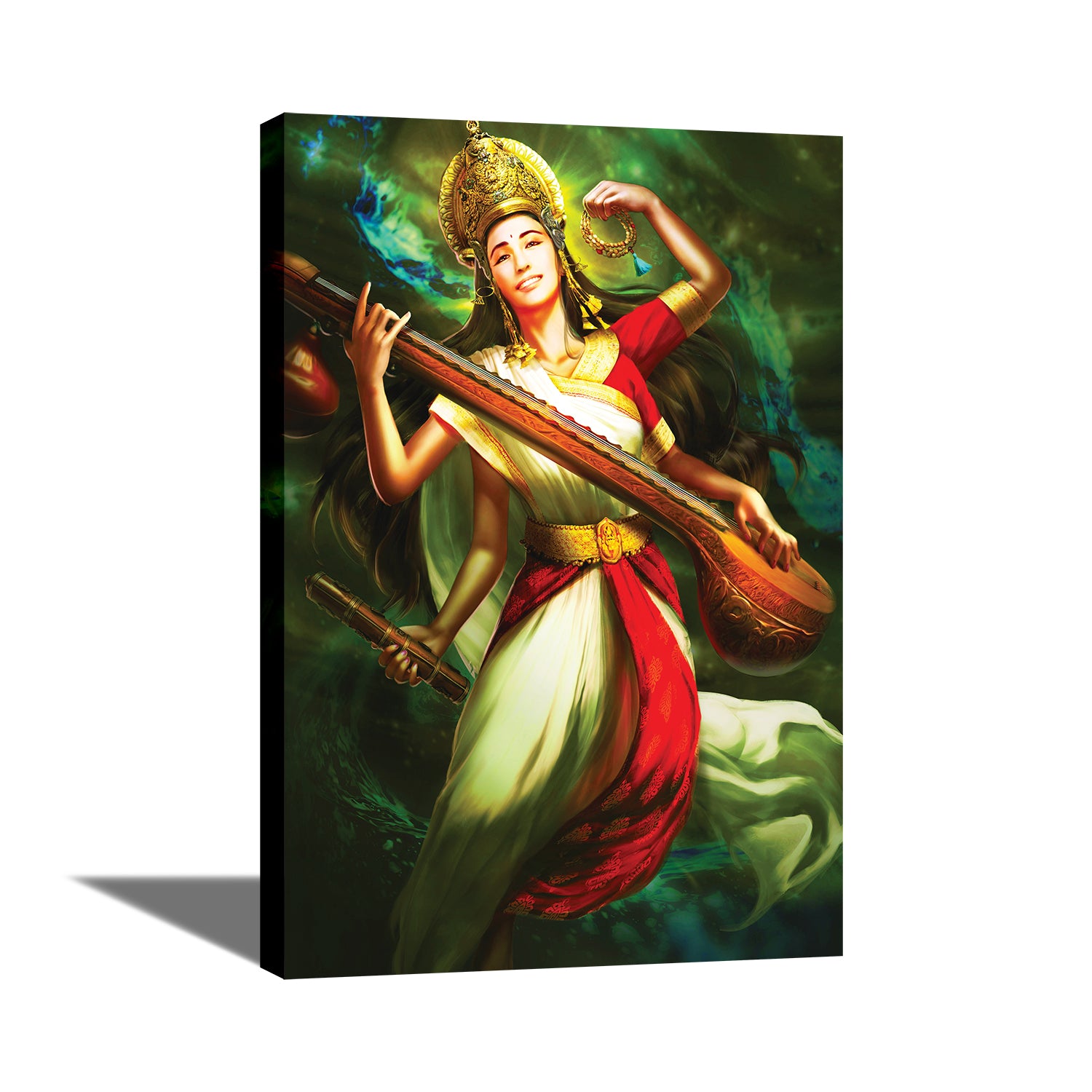 Goddess Saraswati- Canvas Painting - Framed