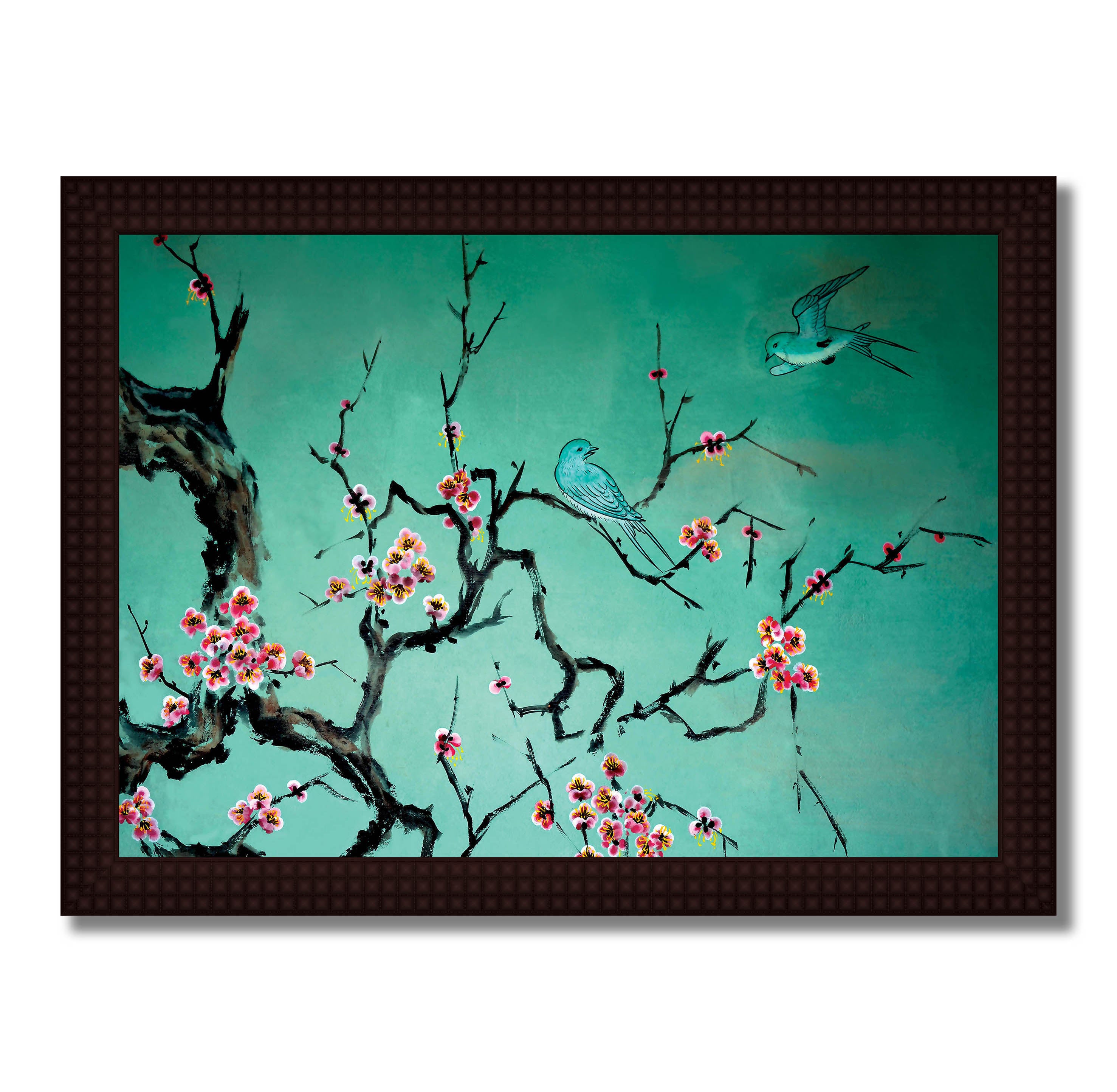 Flower and Bird- Canvas Painting - Framed