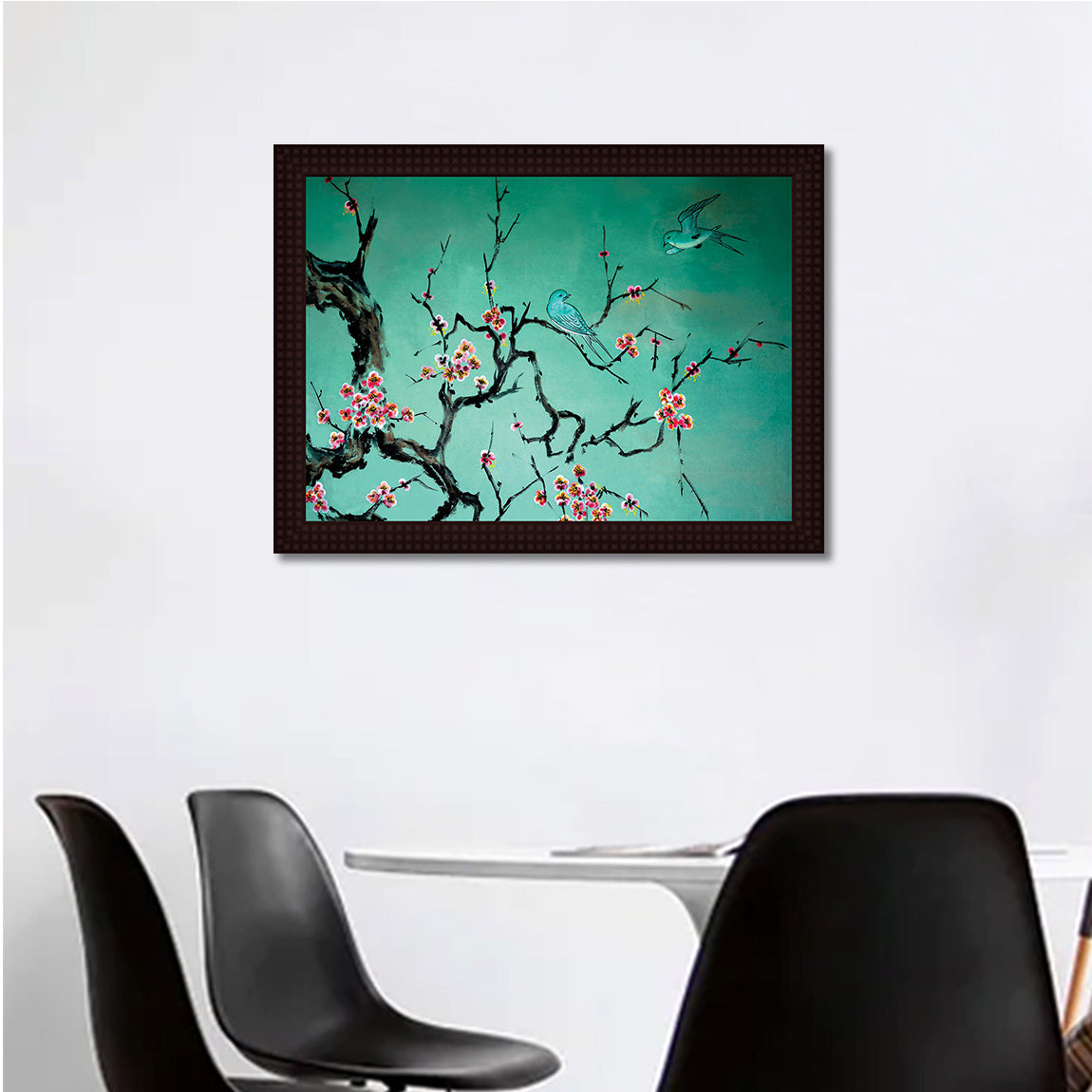 Flower and Bird- Canvas Painting - Framed