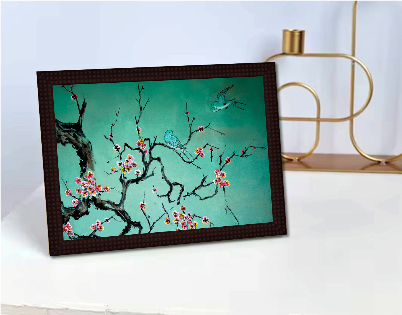 Flower and Bird- Canvas Painting - Framed