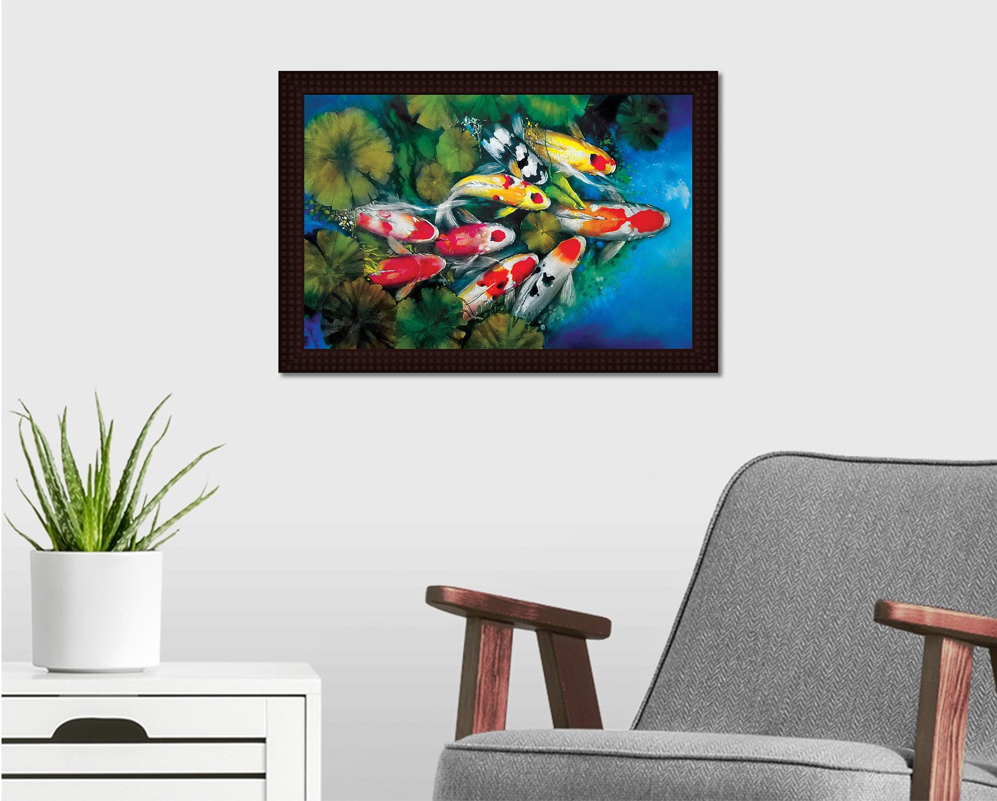 Colourful Fishes- Canvas Painting - Framed