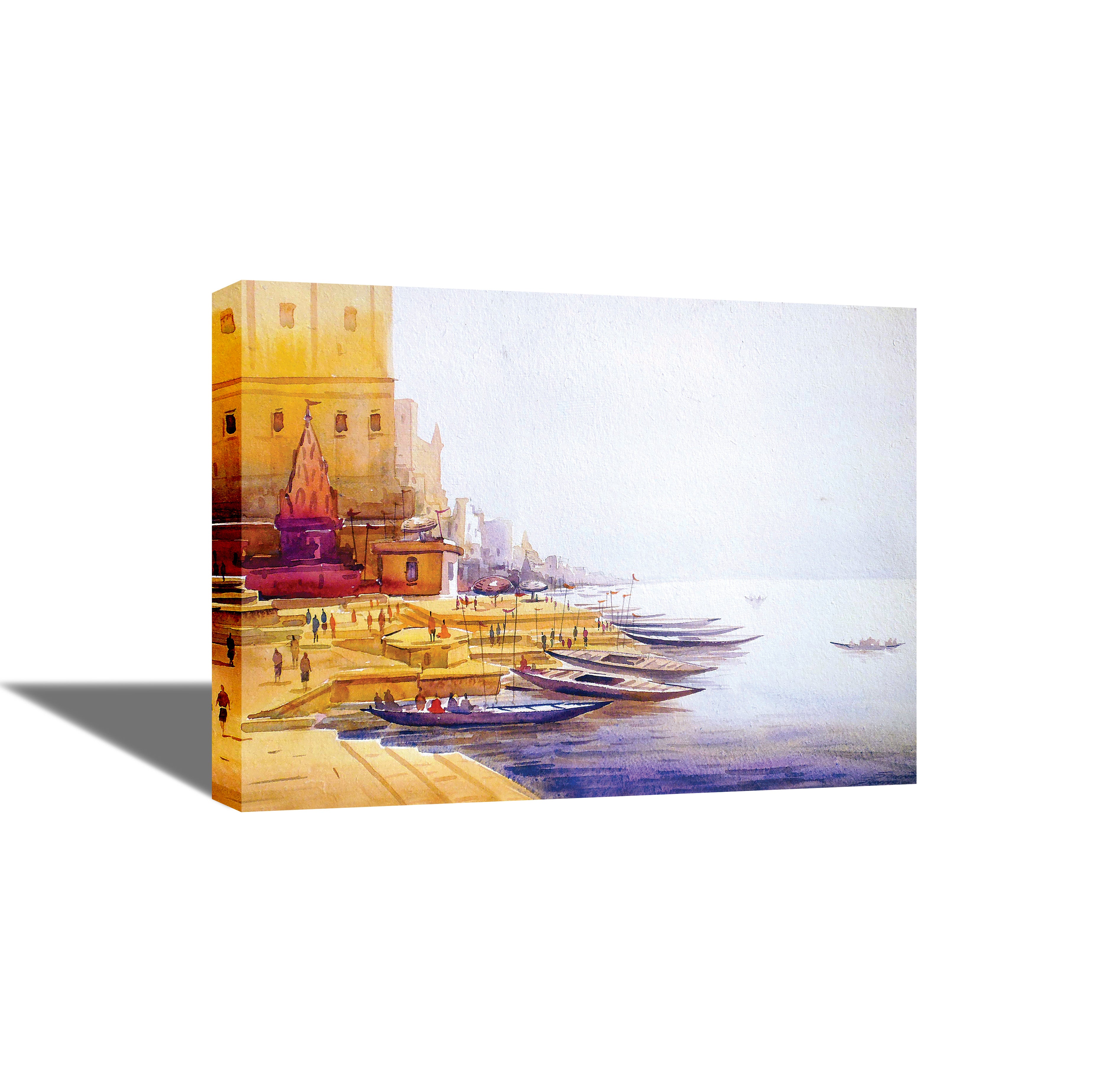 Varanasi Ghat- Canvas Painting - Framed