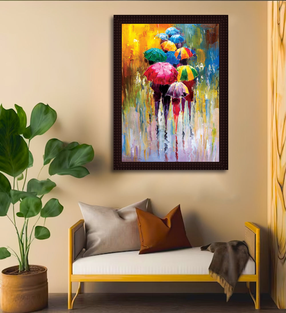 Abstract Umbrella- Canvas Painting - Framed