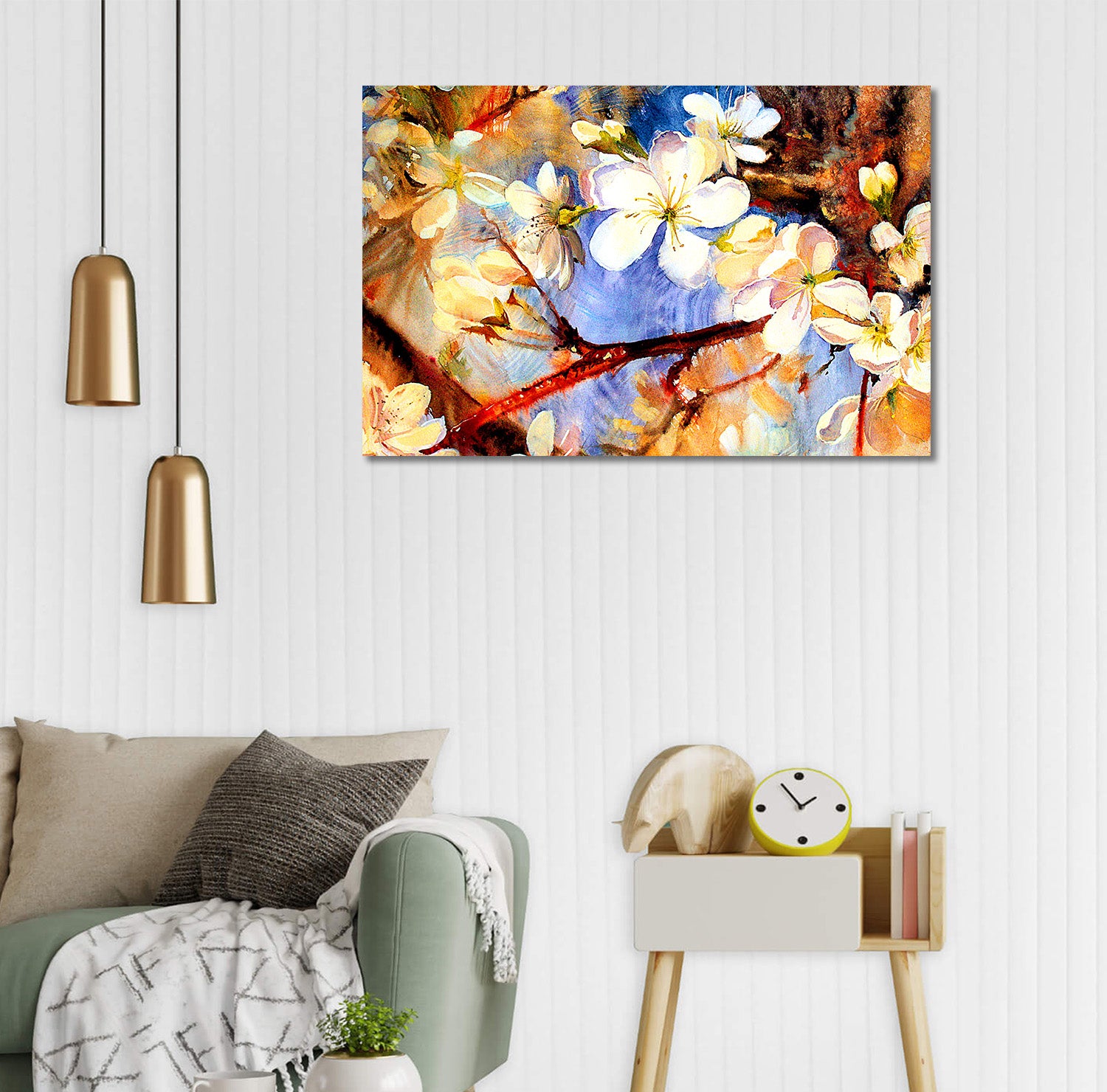 White Spring Flowers - Unframed Canvas Painting